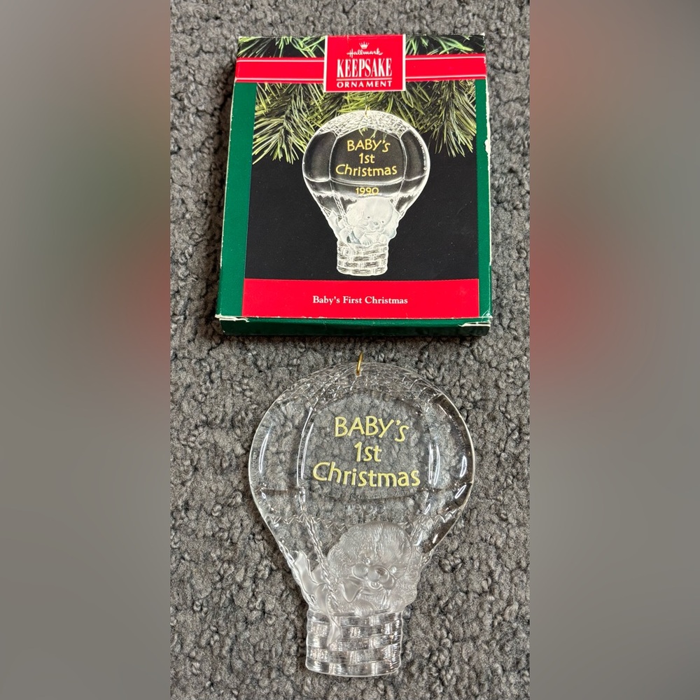 Vintage 1990 Hallmark Keepsake Ornament Christmas Baby’s 1st First Acrylic
